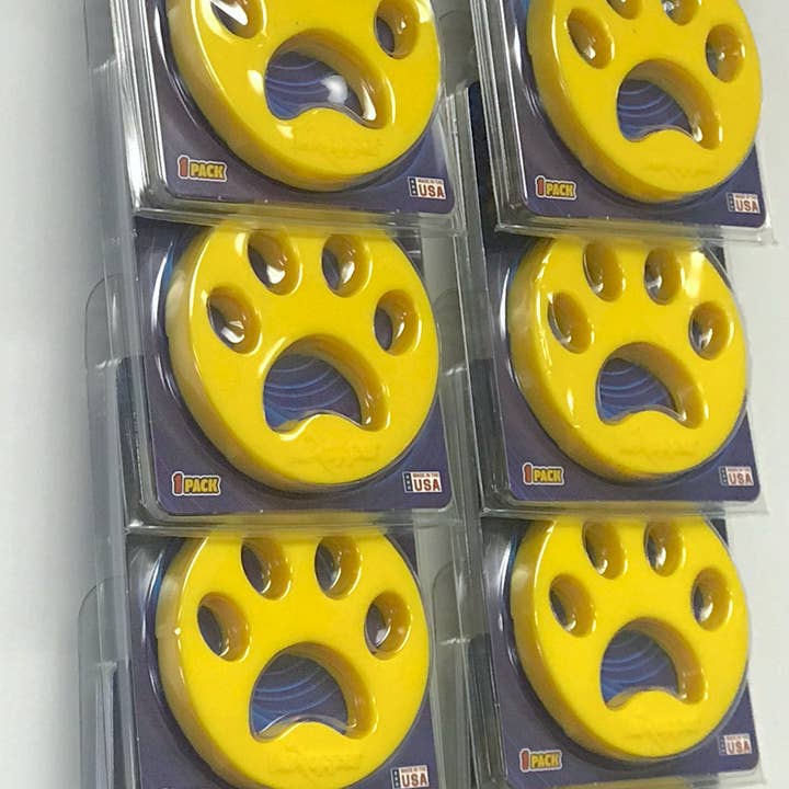Yellow Single Pack Fur Zapper on 6 Count Clip Strip for wholesale on Faire