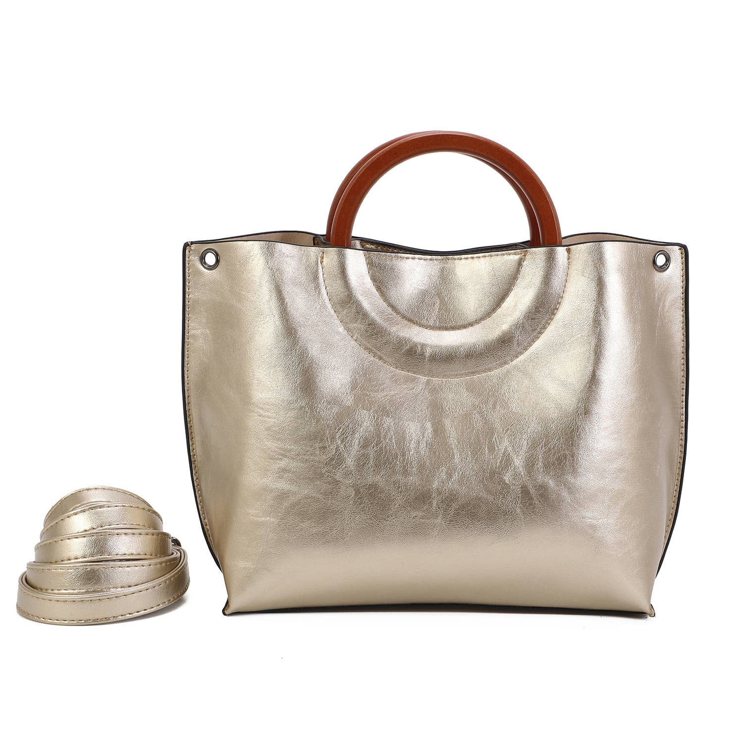 INES DELAURE - Wholesale Top Handle Bag - Women's - Two in one bag, round handles, removable shoulder strap11