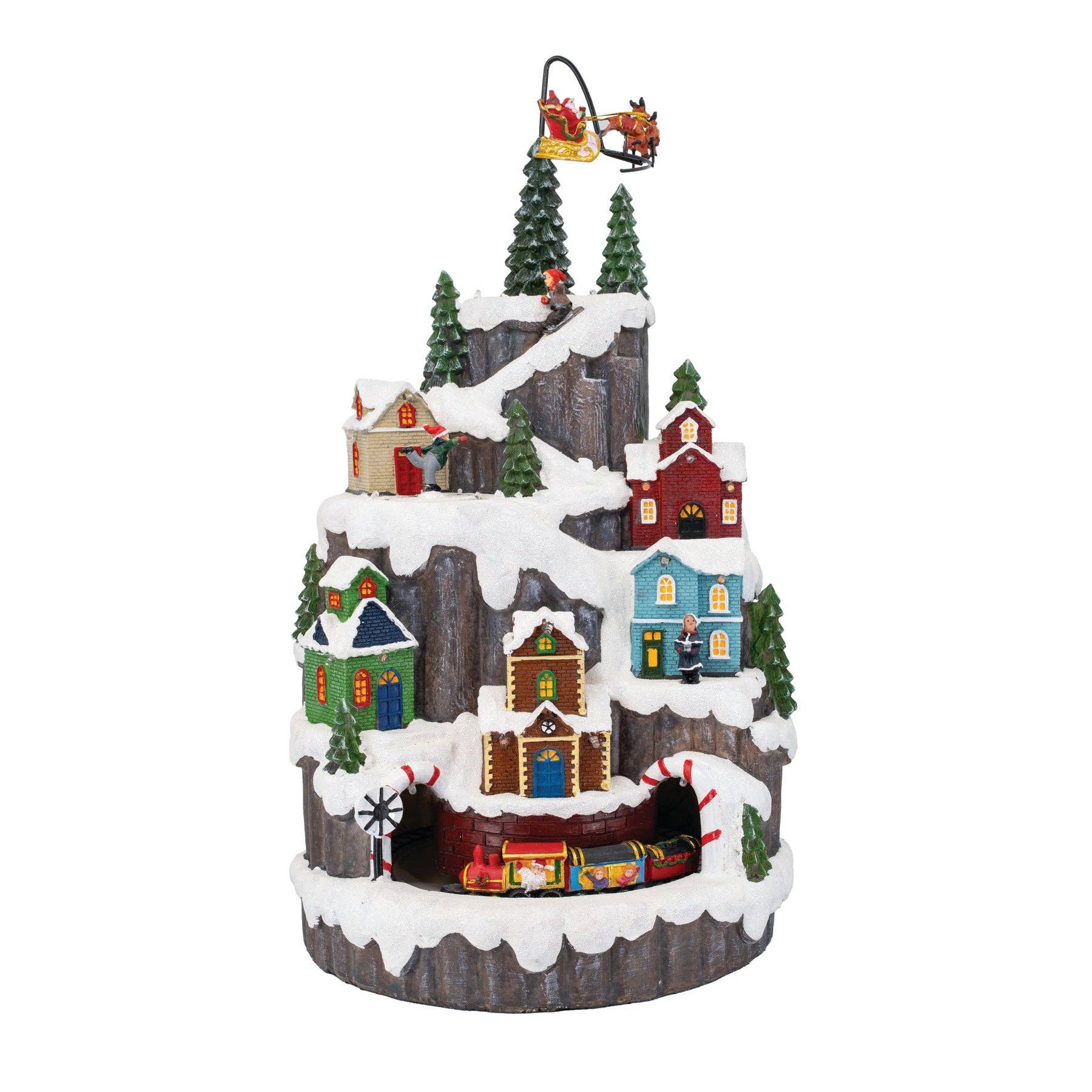multicolor Christmas Village - Hill Town with Train and Santa for wholesale on Faire1