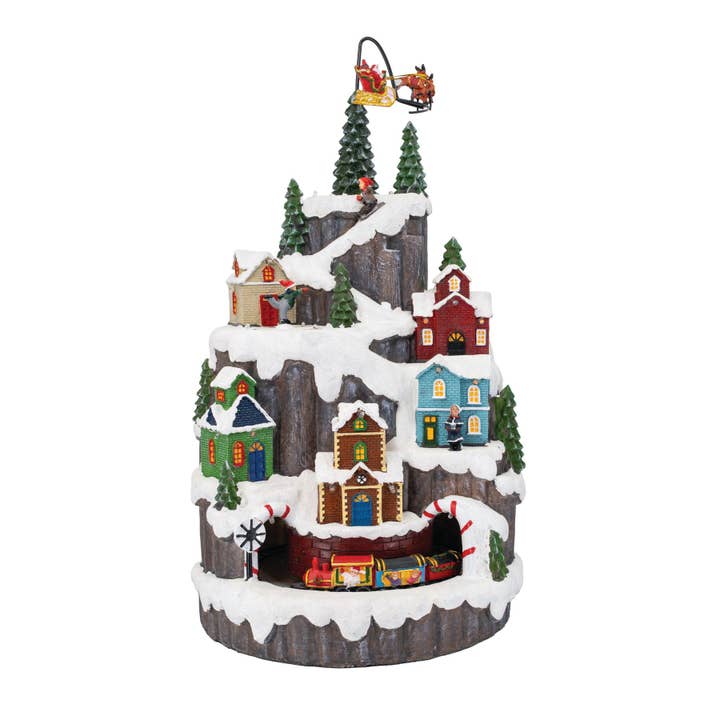 multicolor Christmas Village - Hill Town with Train and Santa for wholesale on Faire1
