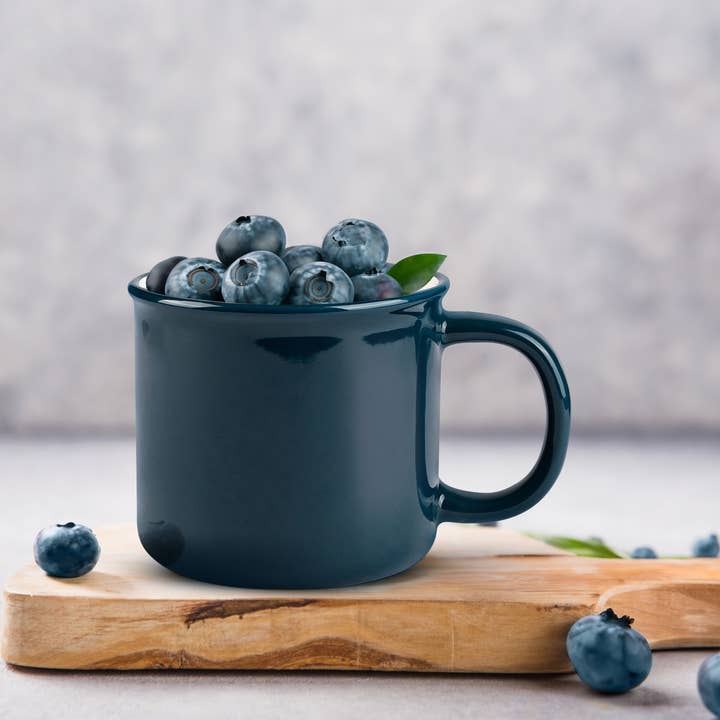 Kook - Wholesale Coffee Mug - Kook Ceramic Camper Mugs, 14 oz, Navy Blue, Set of 25