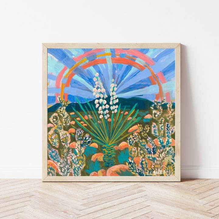 Rainbow Yucca Plant Texas Desert Print for wholesale by El Baker Art