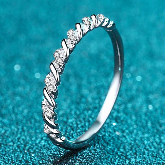 Twist Band Moissanite Engagement Ring in 925 Sterling Silver for wholesale by Perimade & Co. LLC