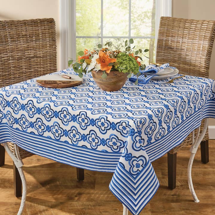Park Designs - Wholesale Tablecloth - Patricia Heaton Home Geo Tablecloth 54" X 54" - Blue1