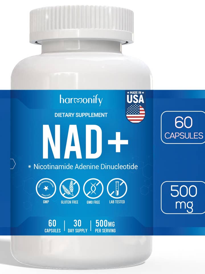 HARMONIFY NAD Supplement (500mg of 95% Pure NAD+ Per Serving, 30-Day Supply) – Vegan, Non-GMO, NAD Booster for Longevity, Anti-Aging, Cellular Health, and Energy and other Purchase Wholesale nais. Free Returns & Net 60 Terms on Faire trending on Faire.