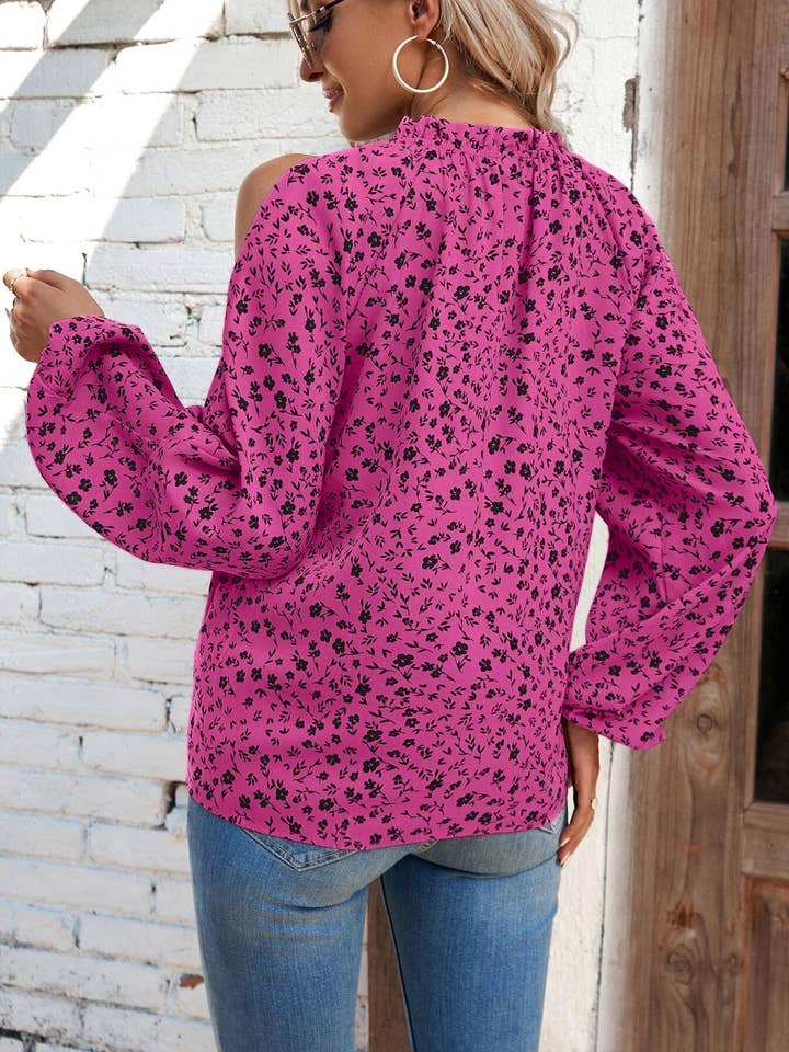 HIDDENBRAND - Wholesale Blouse - Women's - Floral Long-Sleeved Ruffled Blouse11