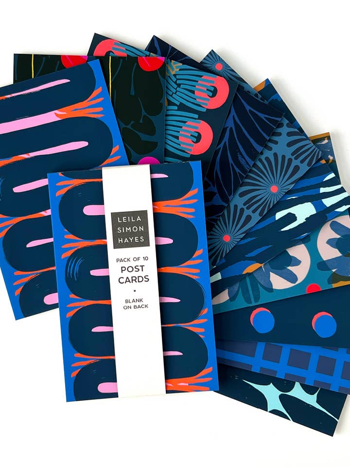 Blues, postcard pack of 10 for wholesale by Leila Simon Hayes