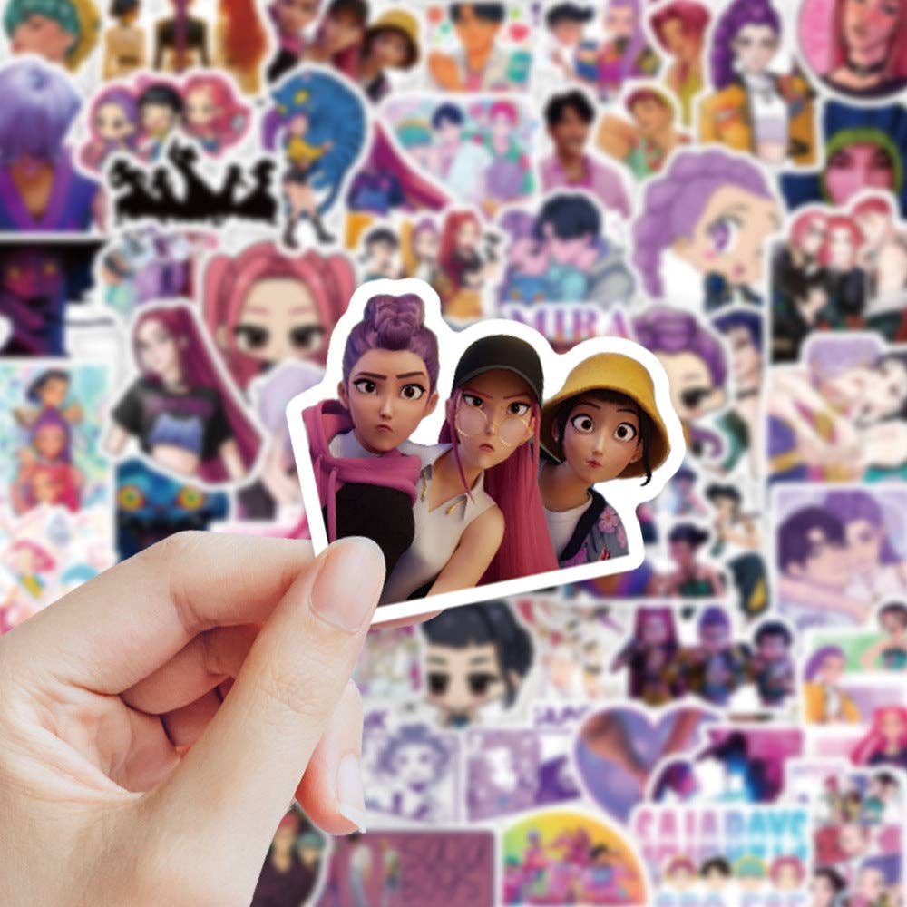 KPop Demon Hunters KDH K-pop inspired Waterproof Stickers Pack of 74 for wholesale on Faire3
