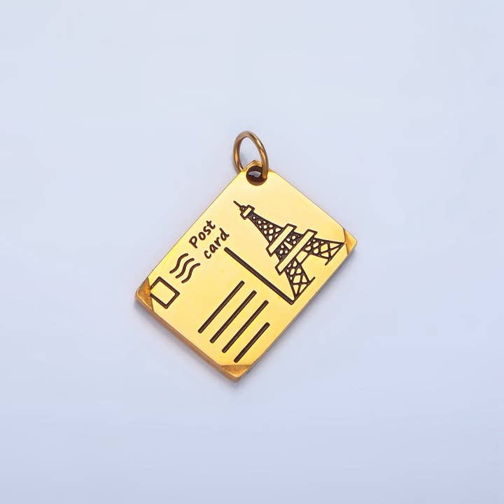 Stainless Steel Eiffel Tower Paris Black Enamel Charm | P1341 for wholesale by Aim Eternal