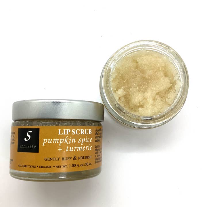 Gommage biologique pour les lèvres aux épices à la citrouille et au curcuma ~ pour la vente par servello