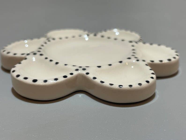 Muddy Ceramic Limited – Paleta/bandeja de mistura por atacado – Paleta portátil de cerâmica com design floral, paleta artesanal para artistas, paleta para aquarela3