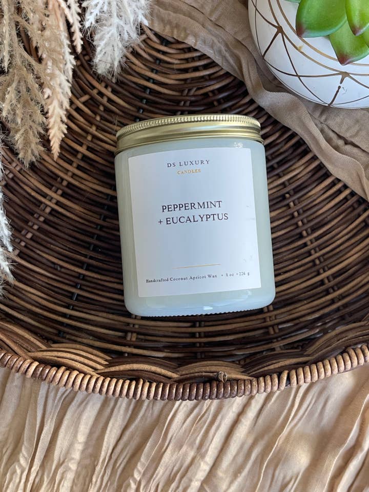 Hortelã-pimenta + Eucalipto - Vela em Frasco de Leite de 8 oz por atacado de DS Luxury Candles