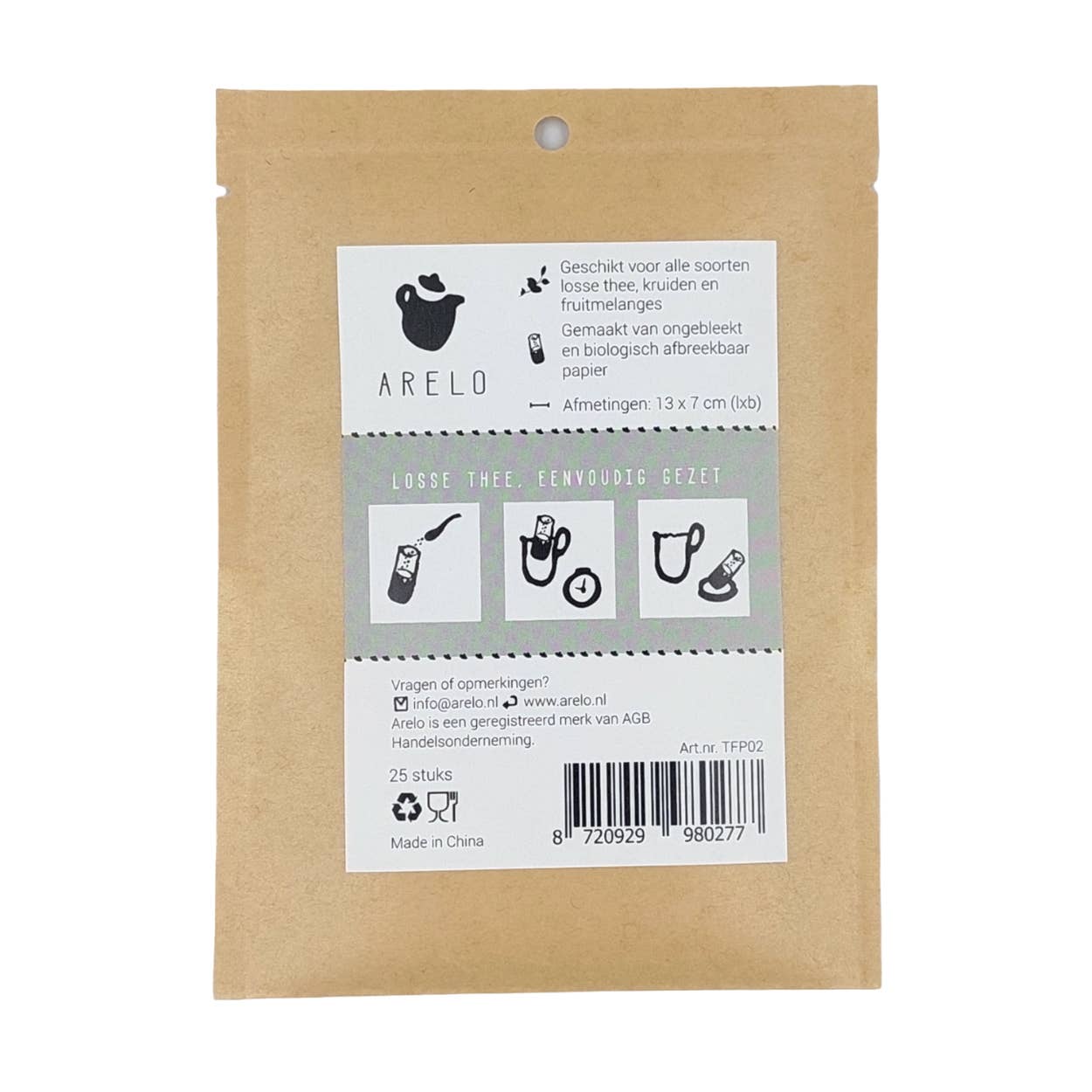 ARELO – wholesale Tepåsar – Pappersfilter för te – 25 stycken i påse1