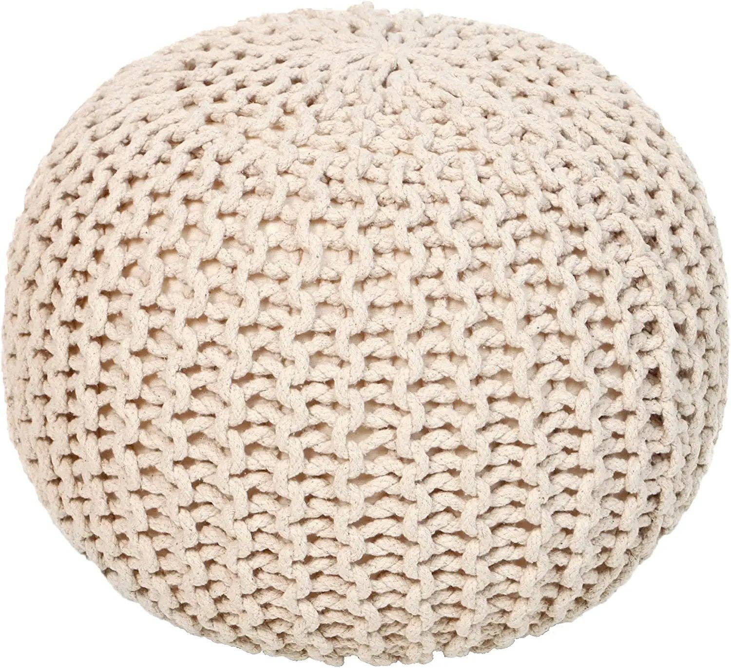 REDEARTH Round Pouf (19.5" x 19.5" x 14") - Ivory for wholesale on Faire