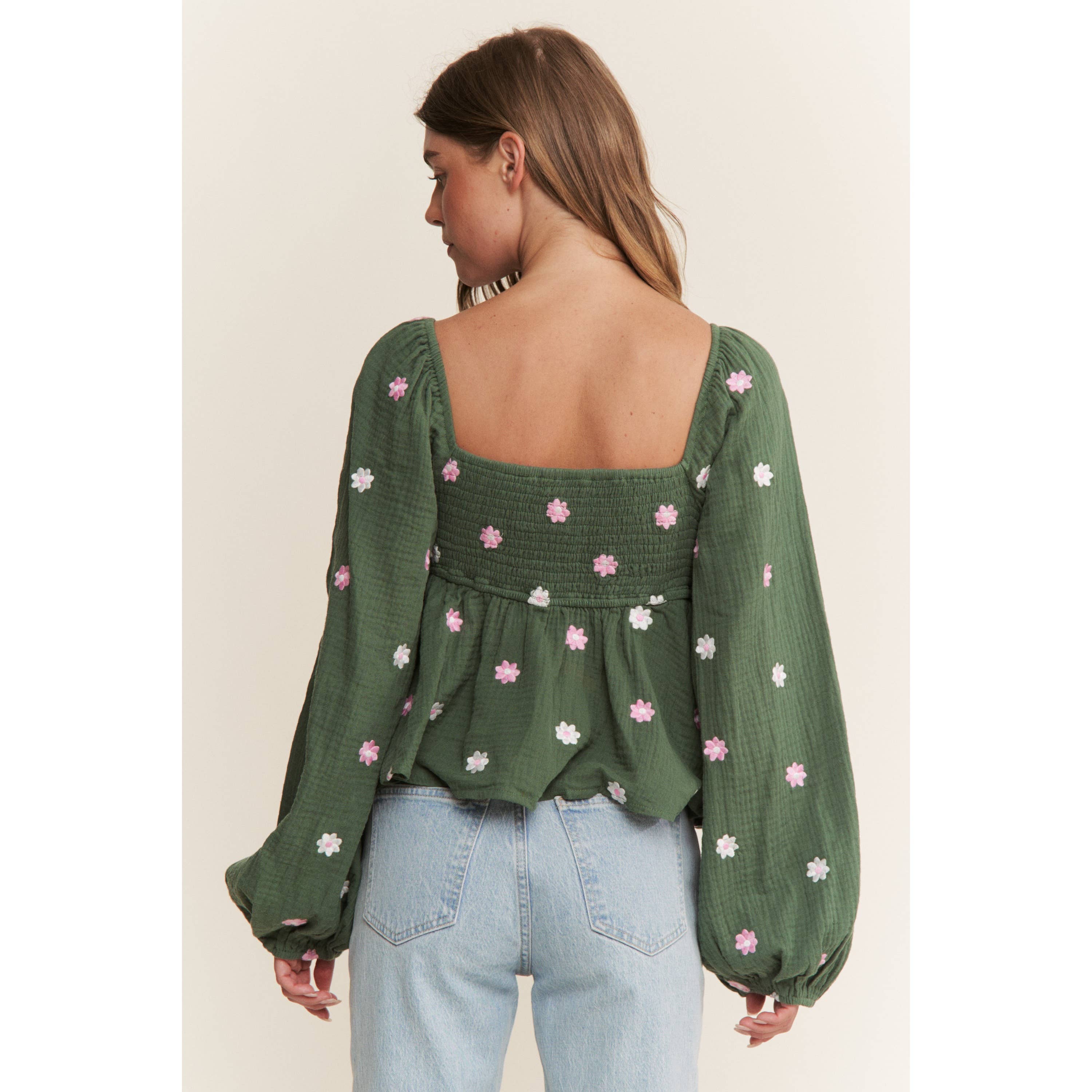 Sweet Generis – wholesale Lounge top – Women's – GAUZE EMBROIDERY SMOKING BAND BABYDOLL TOP8