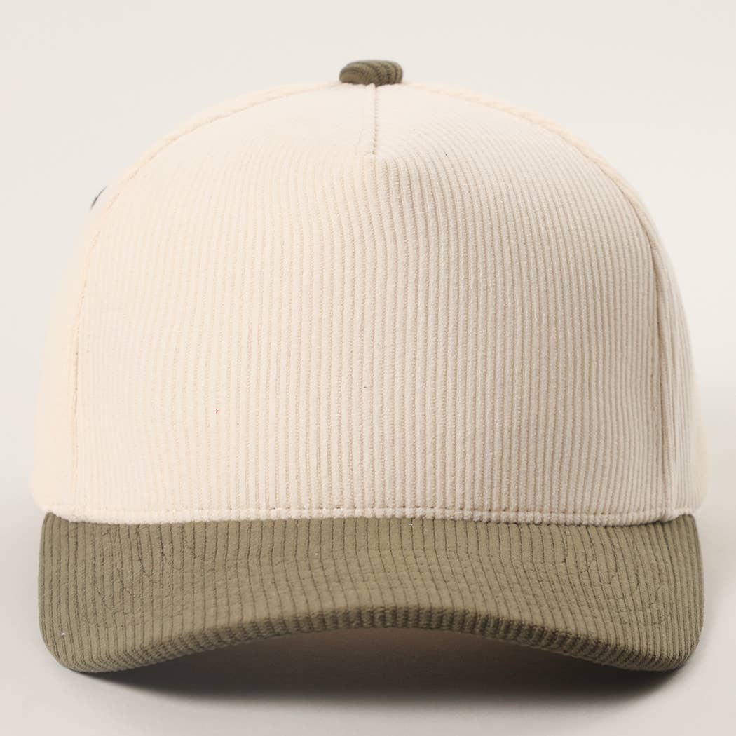Fashion City - Wholesale Baseball Cap - Unisex - Plain Two Tone Corduroy 5 Panel Trucker Hat51