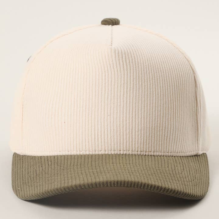 Fashion City - Wholesale Baseball Cap - Unisex - Plain Two Tone Corduroy 5 Panel Trucker Hat51