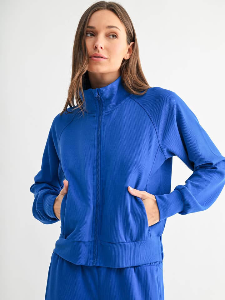 Luxe Sand Wash Rib Zip Jacket for wholesale by Mono B