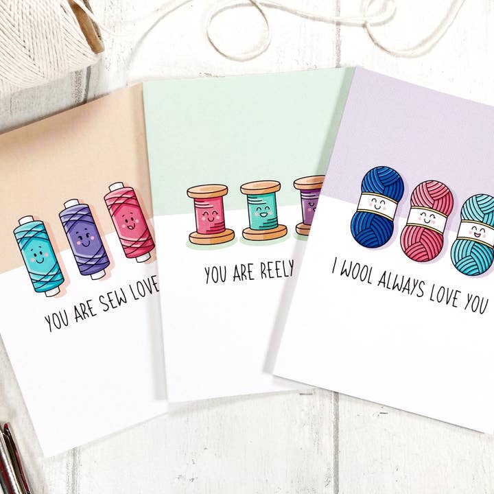 Little Green Stitches - Wholesale Everyday Greeting Card - Needlecraft Greetings Card, Knitting Cards, Crochet Card