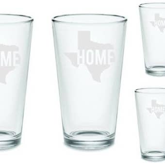 SET Texas Home Pint Beer Glasses Tumblers Drinkware 16 oz. Cocktail Mixing Glass Mancave Accessories for wholesale by MonkeyFeetGraphics