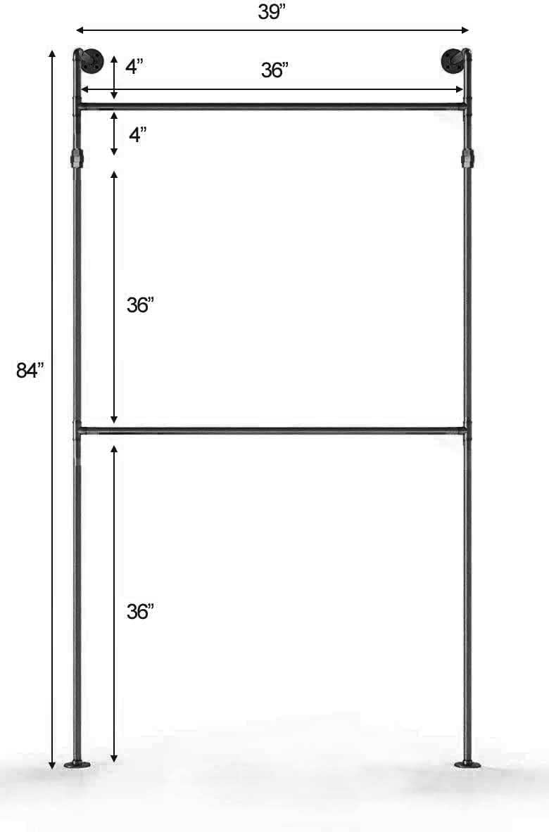 SERENITA – wholesale Galgar – Industriell rörklädhängare hängande stång väggmonterad 37746