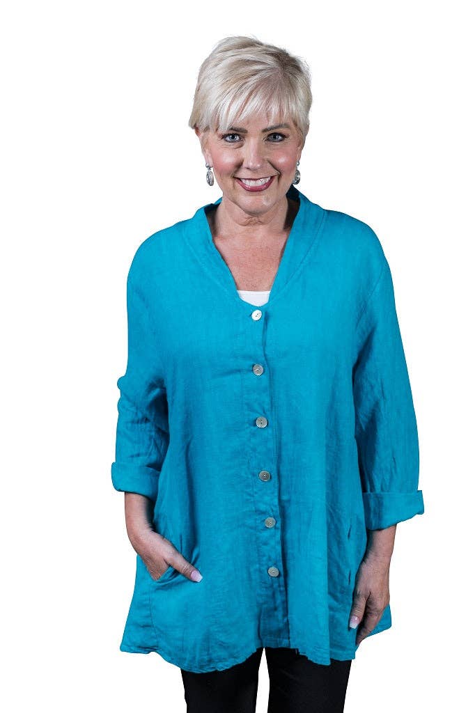 TINA Stephens Italy/Tees By Tina – Großhandel Hemd mit Button-down-Kragen – Damen – Princess Swing Top mit Taschen (BQ164)3