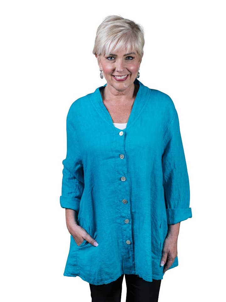 TINA Stephens Italy/Tees By Tina – Großhandel Hemd mit Button-down-Kragen – Damen – Princess Swing Top mit Taschen (BQ164)3