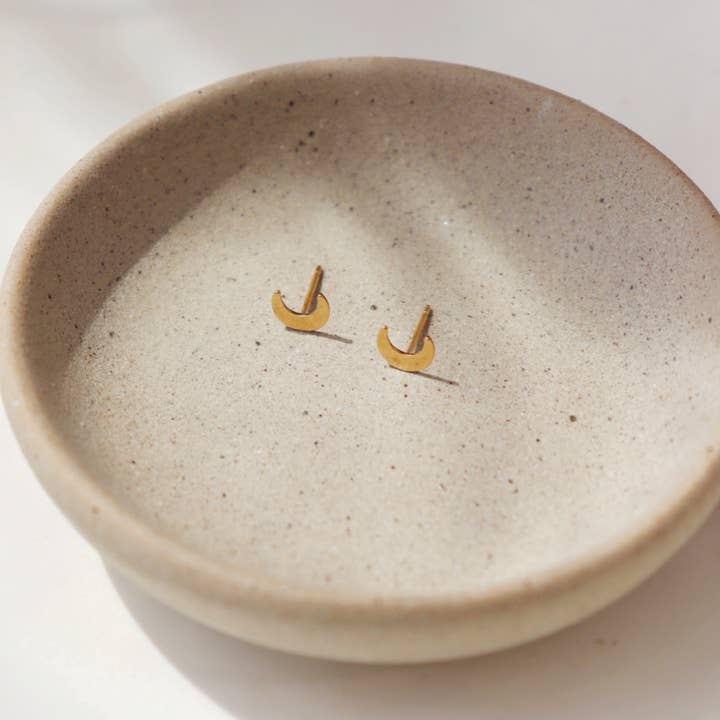 Token Jewelry - Wholesale Stud/Post Earrings - Tiny Moon Studs in 14k Gold Fill or Sterling SilverÂ