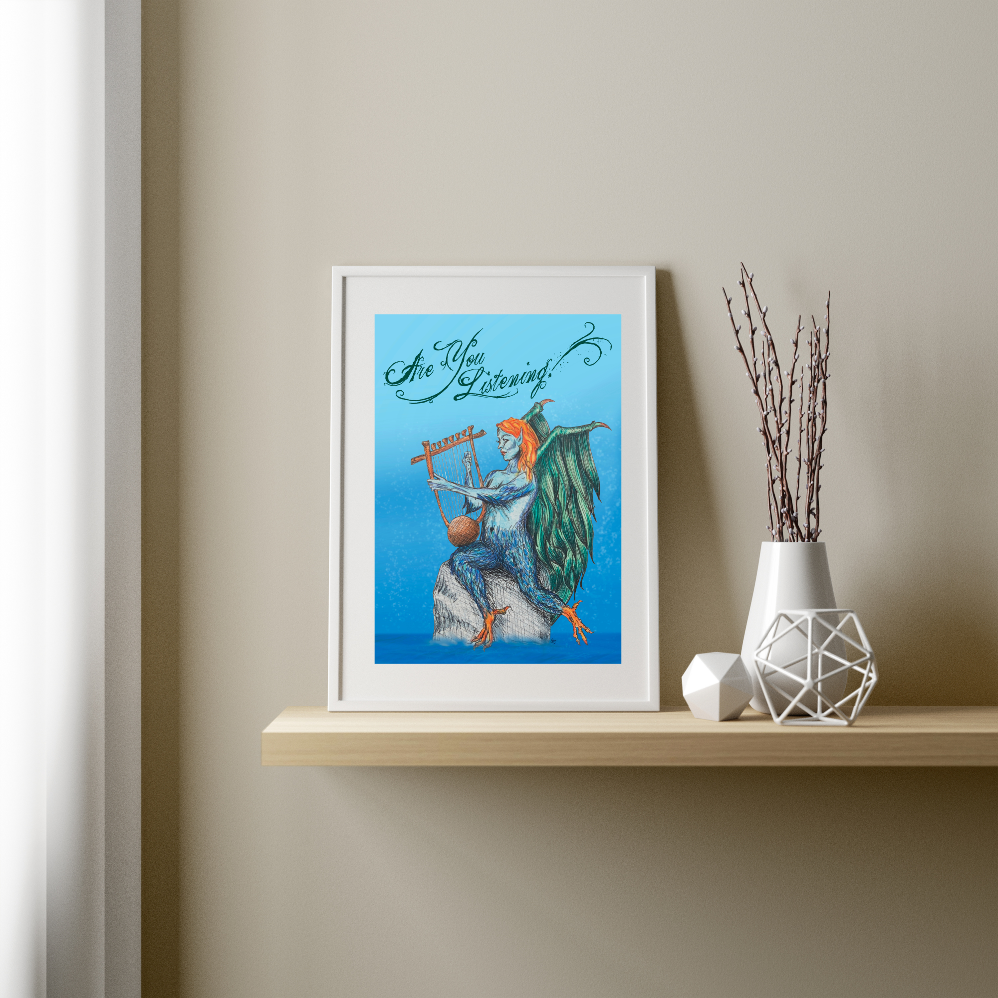 Hannah Kate Makes - Wholesale Art Print - Are You Listening? Art Print - Siren Harpy Greek Mythology6