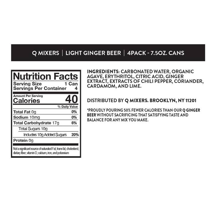 Q Mixers - Wholesale Non-Alcoholic Aperitif/Mocktail - Q Mixers Light Ginger Beer - 4pk/7.5oz Cans11