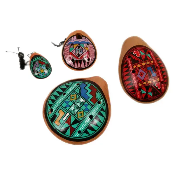 Sanyork Fair Trade - Wholesale Musical Instrument - Ocarina 3" Whistle Flute - Geometric Assorted Colors Classic1