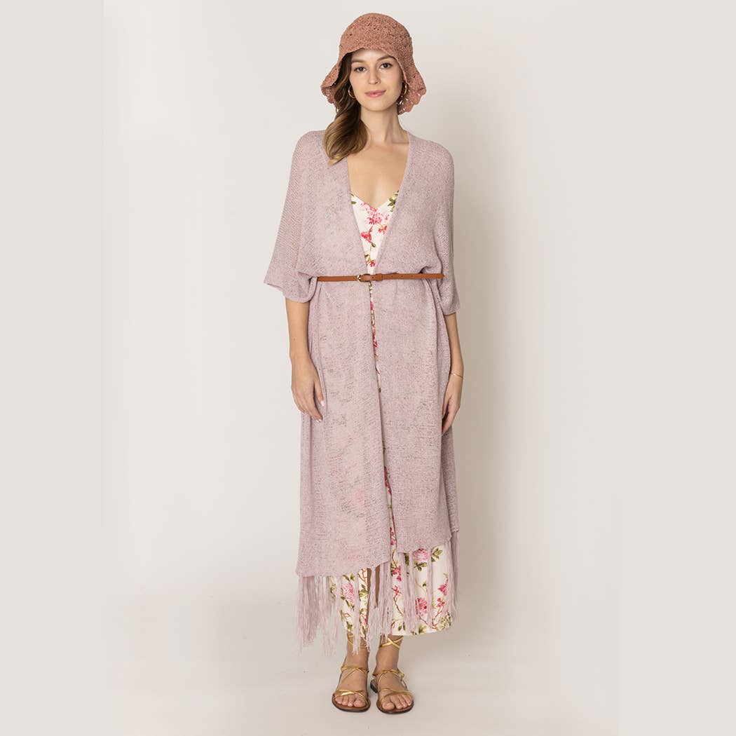 Fashion City - Venta al por mayor Kimono - Mujer - Cárdigan largo de punto con flecos y forro tipo kimono8