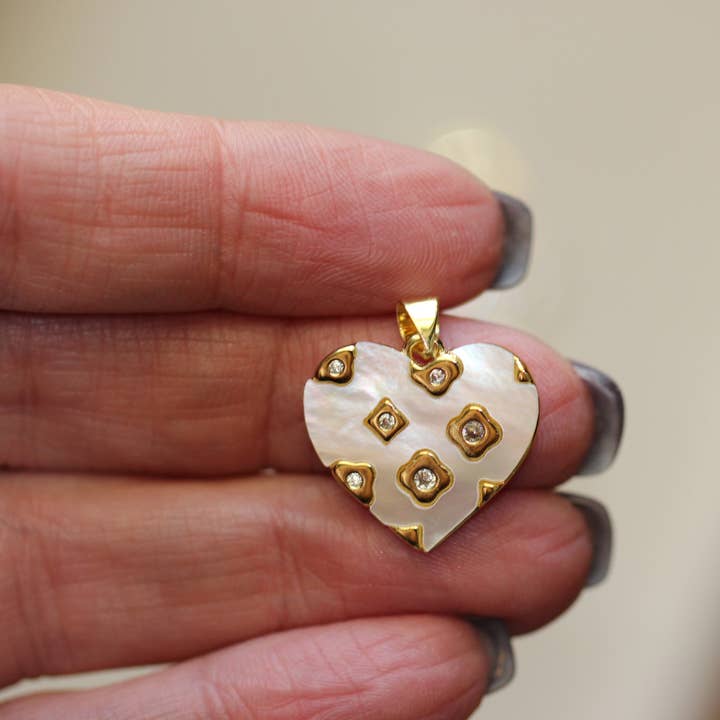 Deep South Originals, LLC - Wholesale Individual Charm/Pendant - Pearl Blossom Heart Charm ~ Deep South Originals