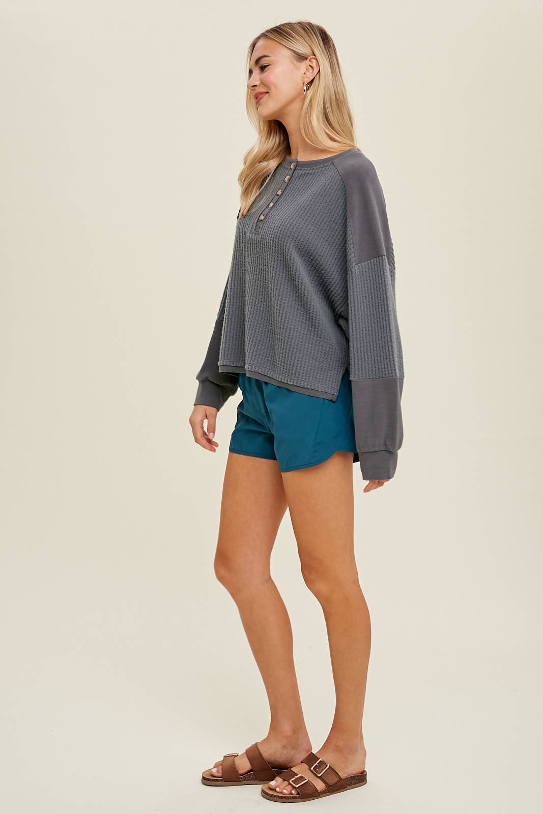 Wishlist Apparel - Wholesale Sweatshirt - Women's - THERMAL CONTRAST PULLOVER / WL23-76801