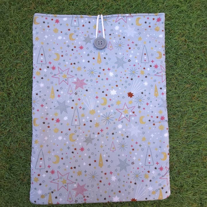 Funda de libro acolchada navidad, estrellas y árboles gris para venta al por mayor de laubelgo