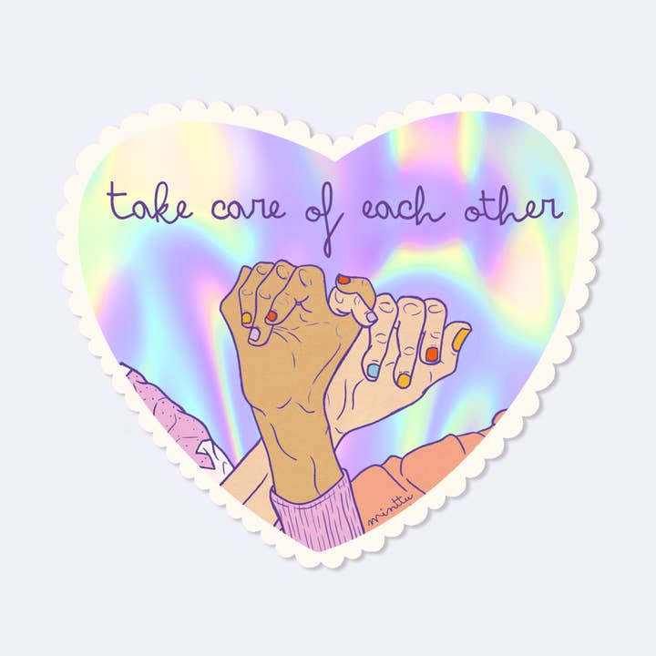 Adesivo "prendetevi cura l'uno dell'altro" per la vendita all'ingrosso da parte di minttu illustrations