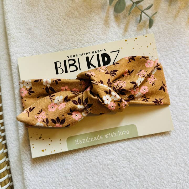 Headband Brown/Pink Small Flower for wholesale by Bibi Kidz