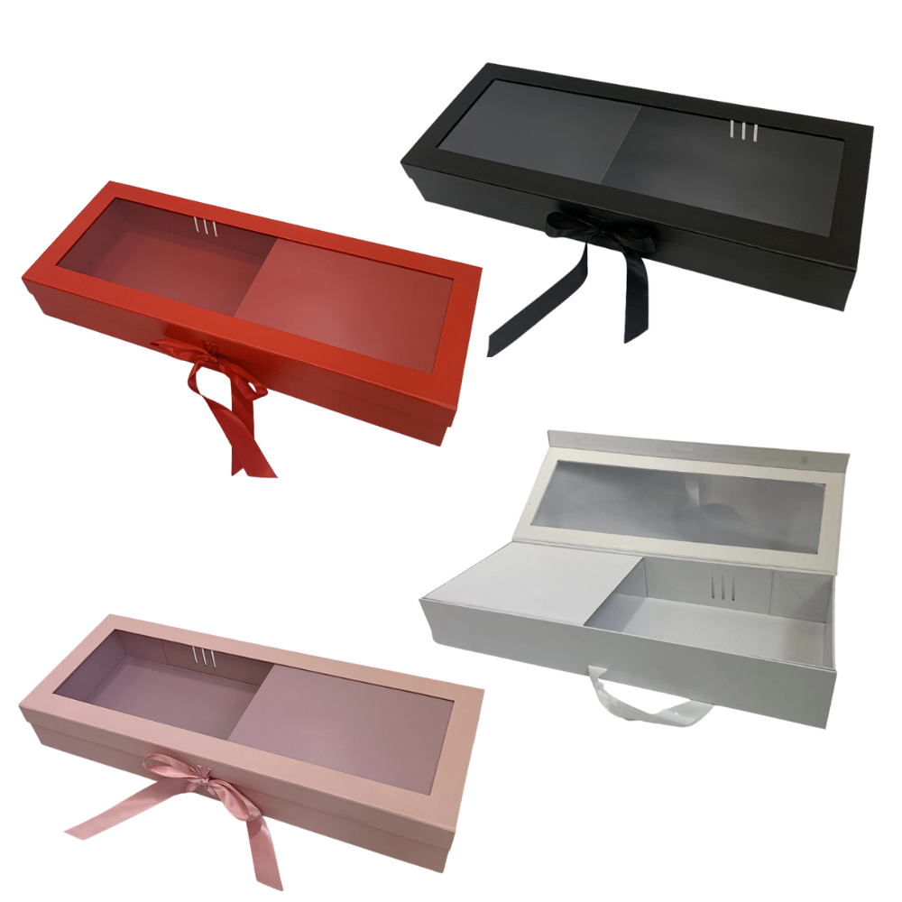 UNIKPACKAGING - Vente Coffrets cadeaux - Grandes boîtes-cadeaux pour roses avec fenêtre transparente et ruban6