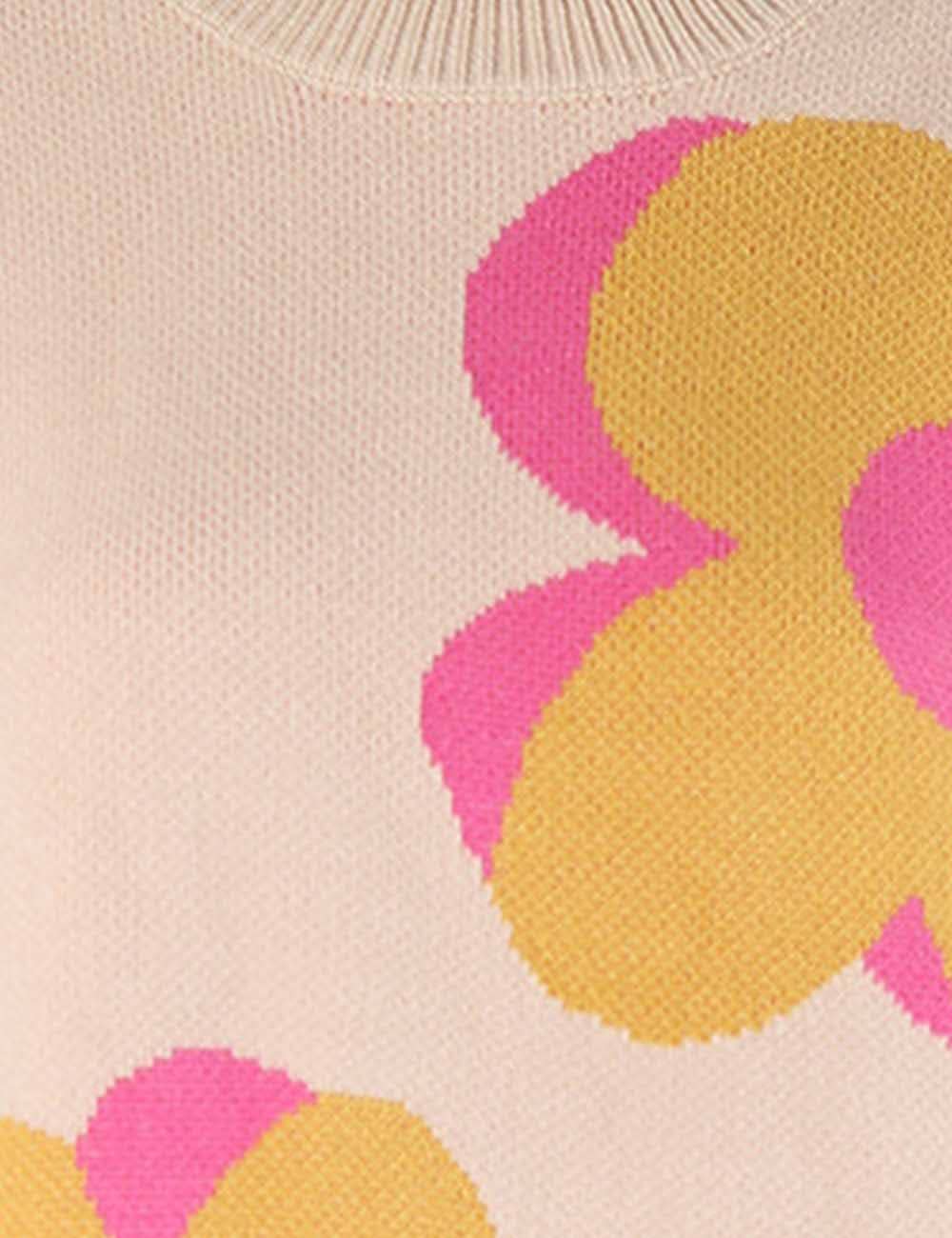 Sweetkama - Vente Pull en maille – femme - Pull tricoté à col rond à motif floral multicolore pour femmes6