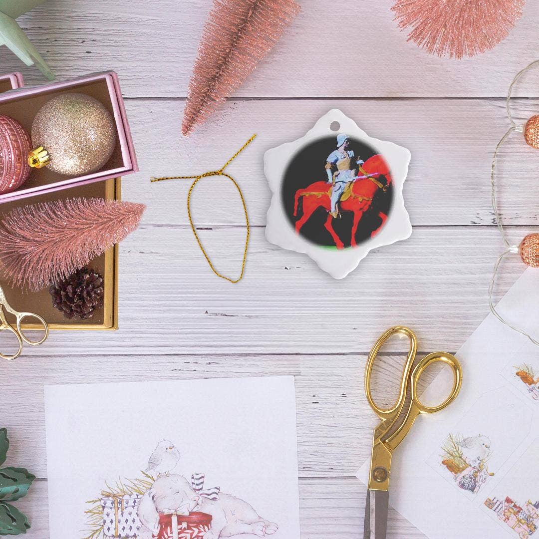 3dRose - Wholesale Ornament - 3dRose, Psychedelic Colored Knight on a Red Steed Vintage Surreal and Weird, Ornament5