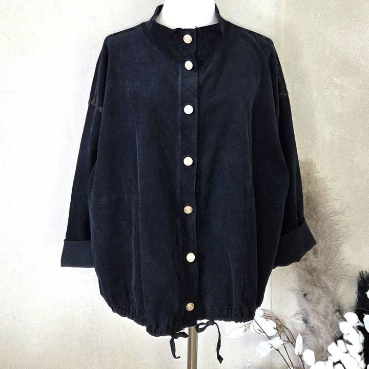 Fine corduroy jacket with golden buttons and subtle animal sport stripe detail with pockets (M-L) for wholesale by Tempest Designs