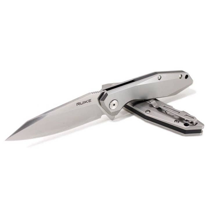 Ruike Folding Knife, Large Blade, Stainless Steel Handle, Safety Lock #P135SF for wholesale by Benhalex