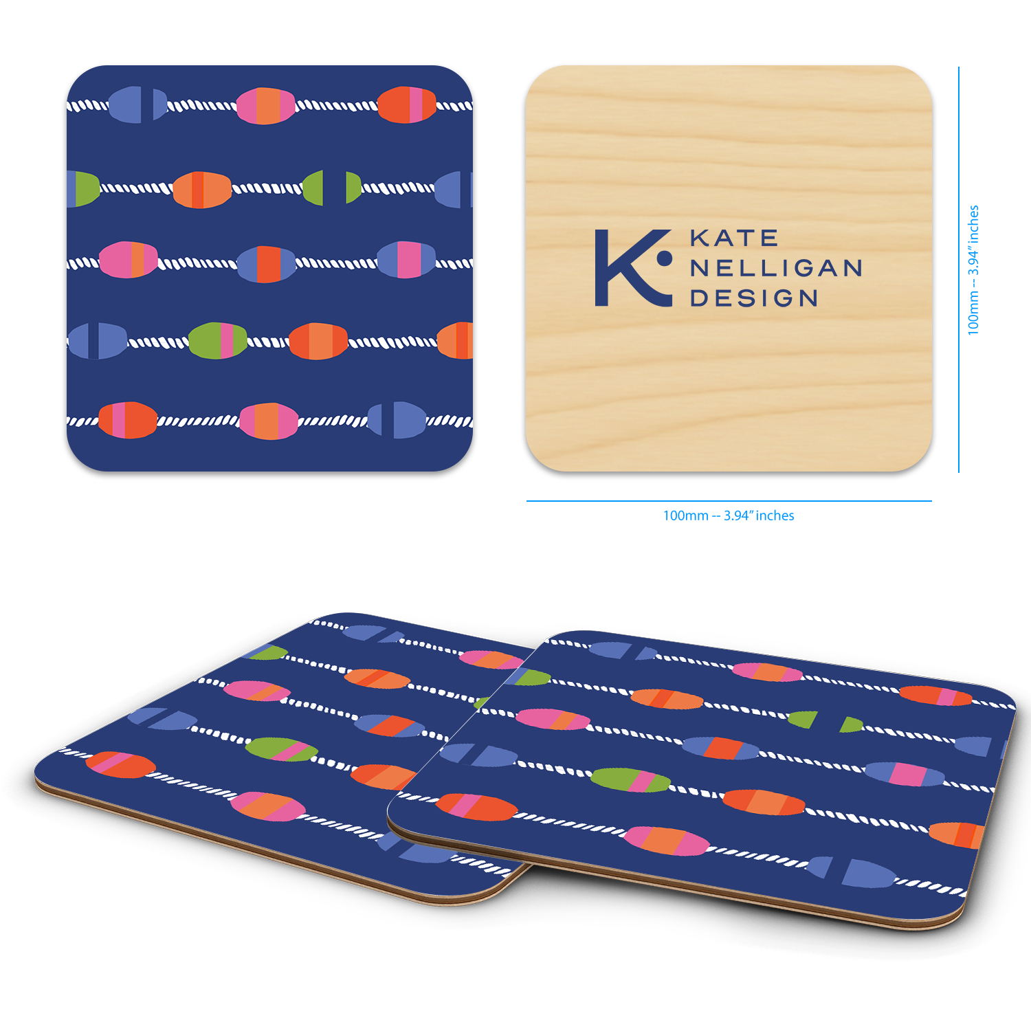 Trays4Us - Wholesale Coasters - Coastal 4"x4" Coaster Sets  By Kate Nelligan17