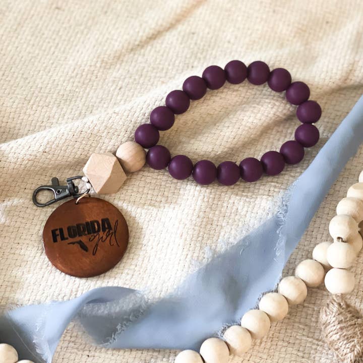 Plum Wine Silicone Beaded Wristlet for wholesale by The Joyful Bee Co