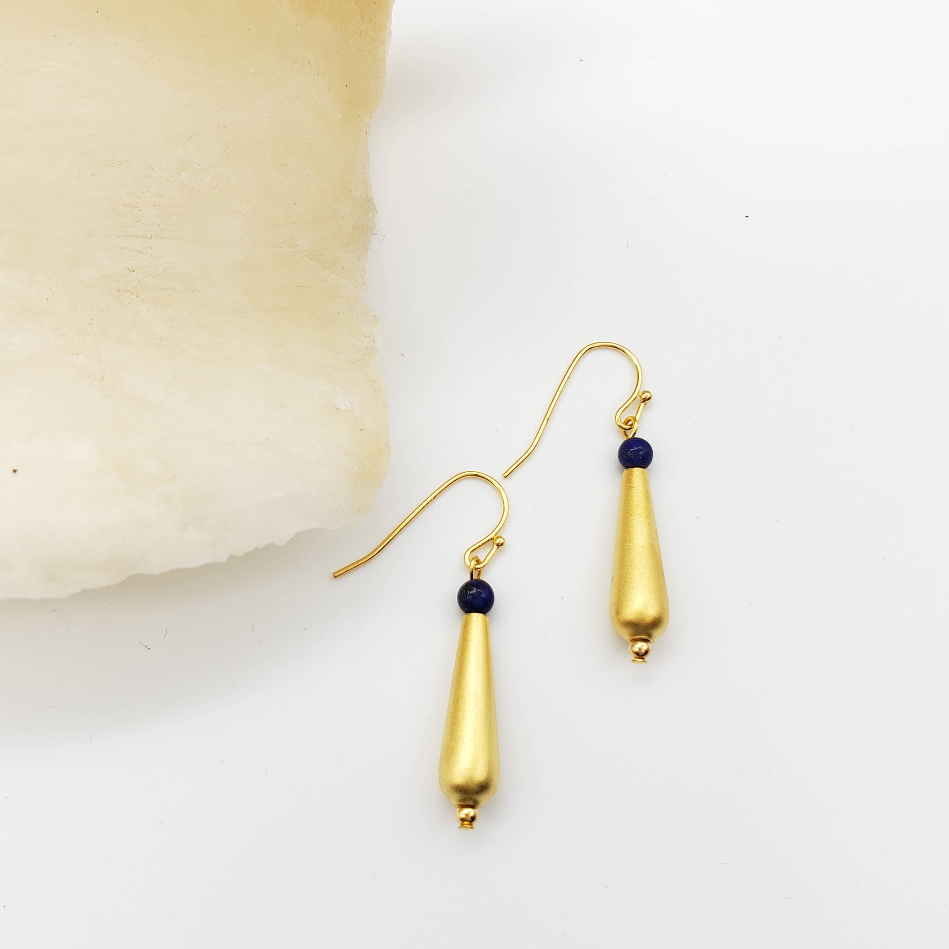 Discoveries, Inc. - Wholesale Dangle Earrings - Egyptian Inspired Petal Drop Lapis Earrings1