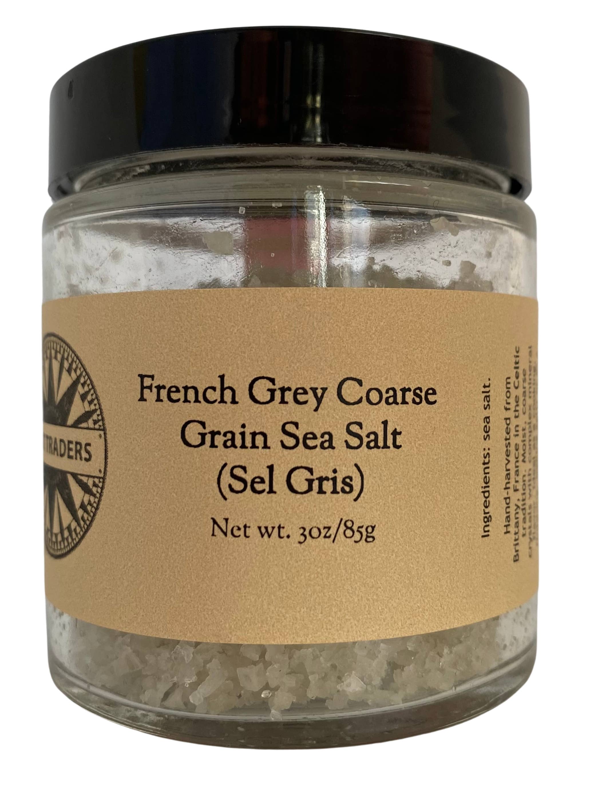 Salt Traders - Wholesale Salt - French Grey Sea Salt Coarse Grain Celtic - 4 oz. Glass Jar