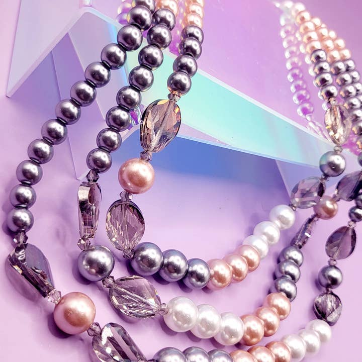 Arya Jewellery Wholesale - Wholesale Jewelry Set - Shiny Pearl Multi Layer Necklace & Earrings7