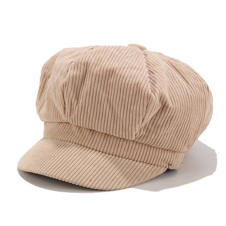 Wholesalesir - Vente Casquette gavroche – femme - Chapeau octogonal rétro en velours côtelé