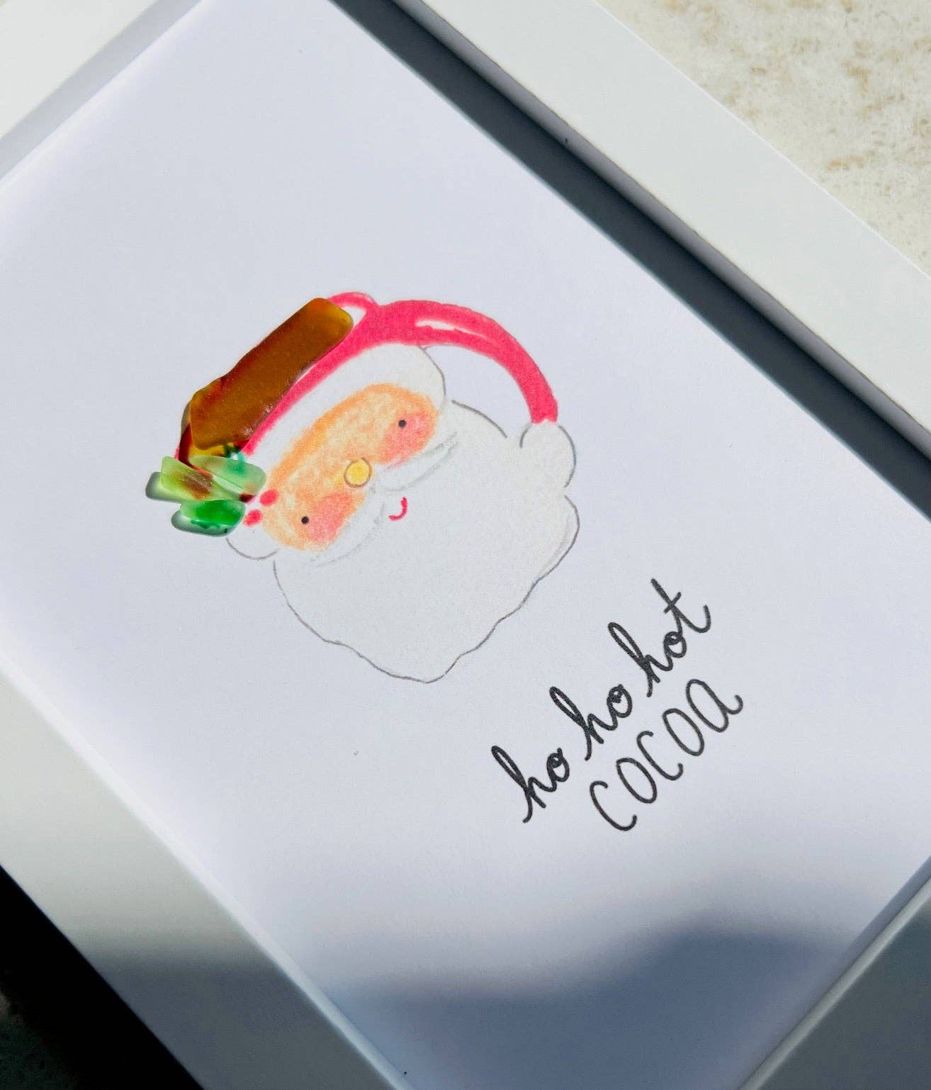 Sook & Hook - Wholesale Christmas Wall Art - Santa Mug Ho Ho Hot Cocoa Sea Glass Art1