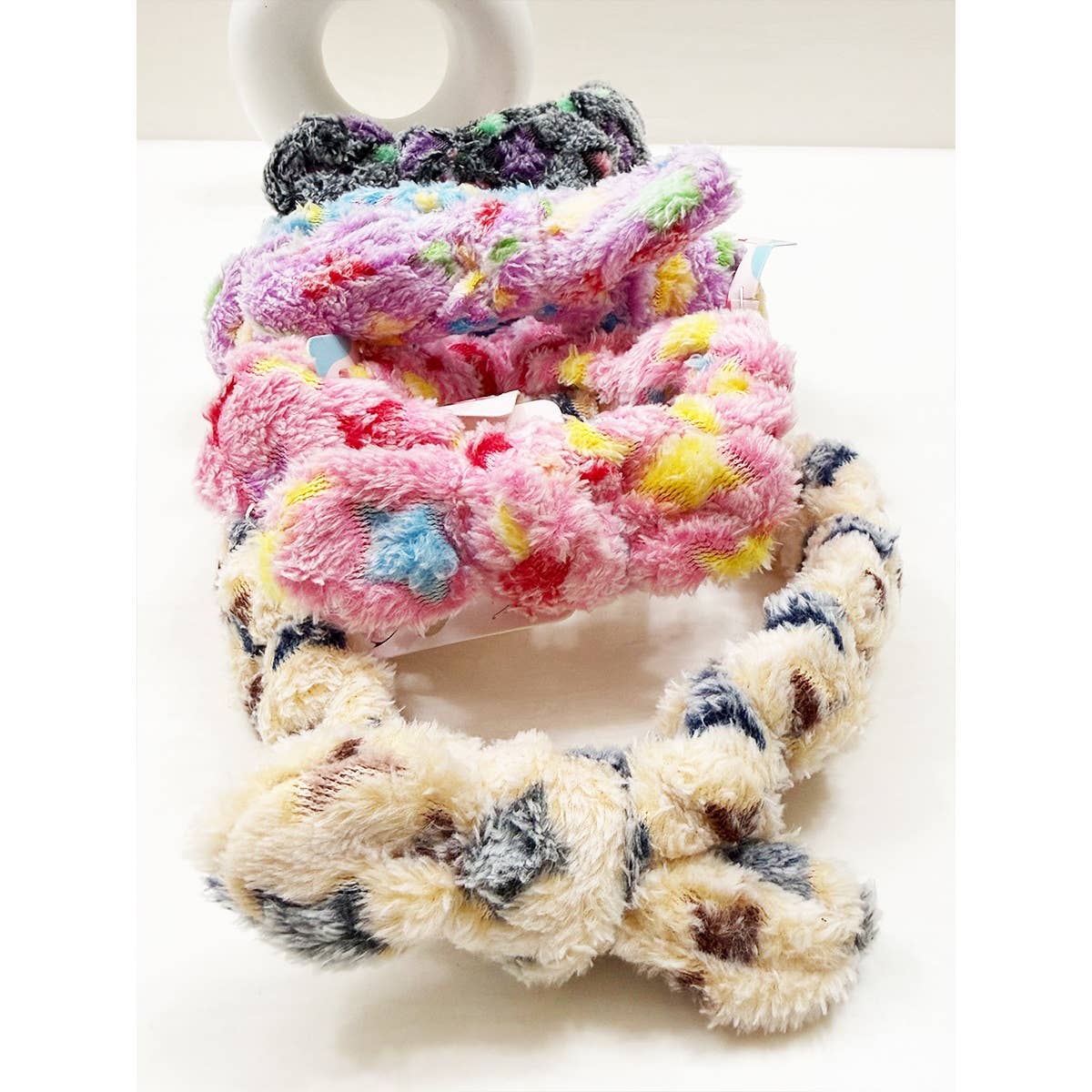 MIX COLOR Star Print Fuzzy Spa and Makeup Headband for wholesale on Faire6